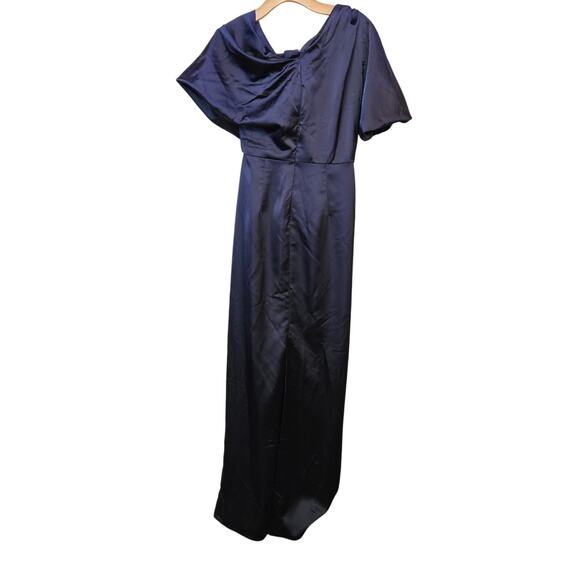 After Six Midnight Draped Sleeves Satin Gown Size XS NWT Formal Holiday Party - Picture 2 of 10